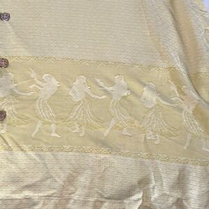 Tommy Bahama Men's XXL Silk Button Down Shirt Hula Dancer Print Yellow Aloha